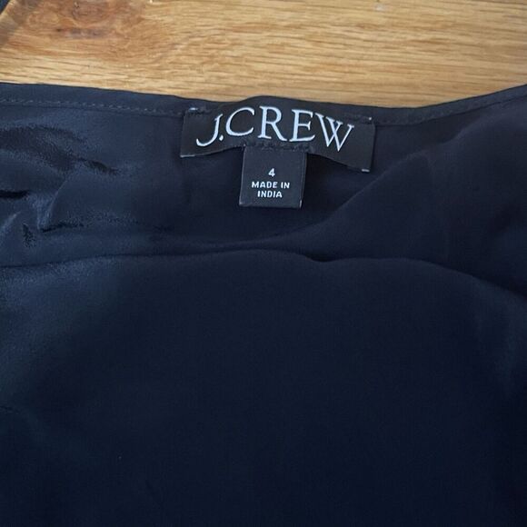 J.CREW Ruffle Button-up Shirt in Crinkle Chiffon Size 4 Black NEW Modern CF436 - Picture 11 of 16